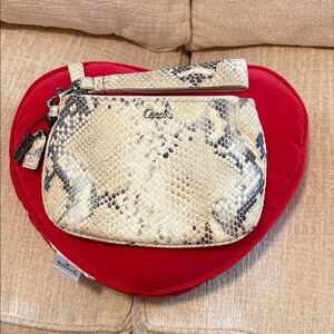 Coach Beige and Black Snake Print Wristlet CD